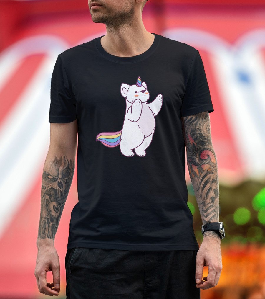 Cute Polar Bear Unicorn with Rainbow Horn and Tail T-Shirt