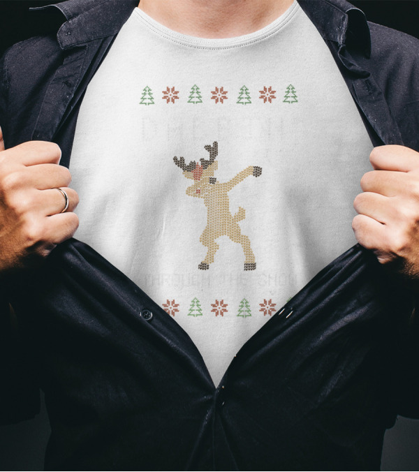 Dabbin' Through The Snow Funny Deer Christmas T-Shirt