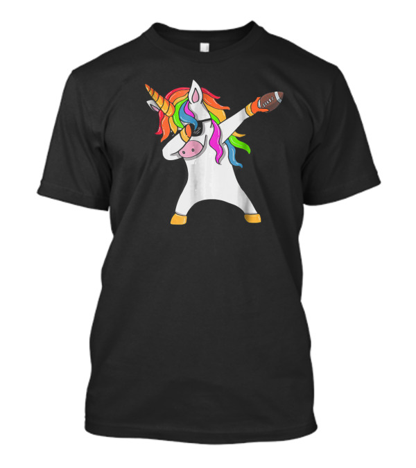 Dabbing Unicorn Funny Dab Rainbow Football T-Shirt