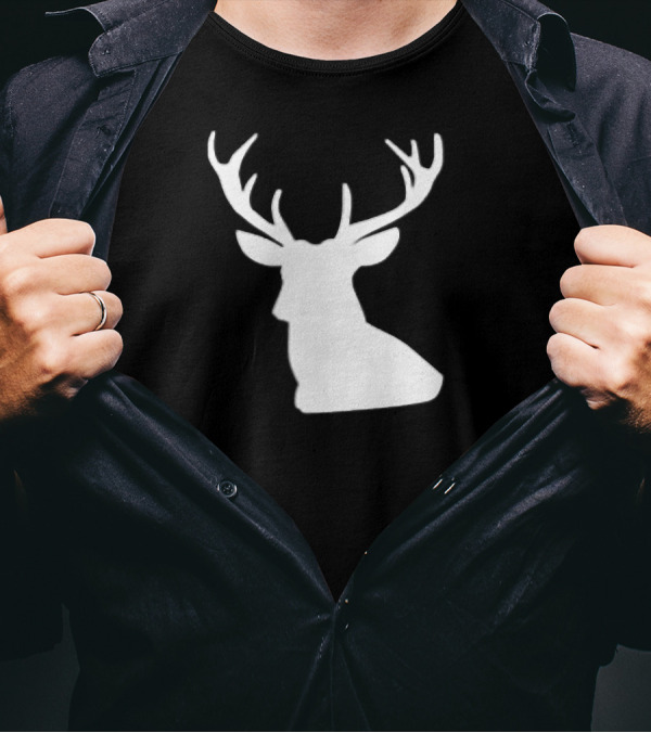 Deer Hunter Genesis 273 White Silhouette Antler Back And Front T-Shirt