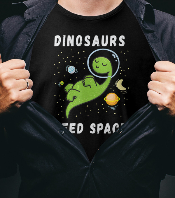 Dinosaurs Need Space Astronaut Dino Floating Among Planets T-Shirt