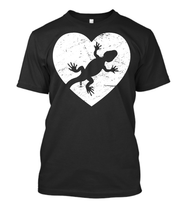 Distressed Heart Leopard Gecko Silhouette T-Shirt