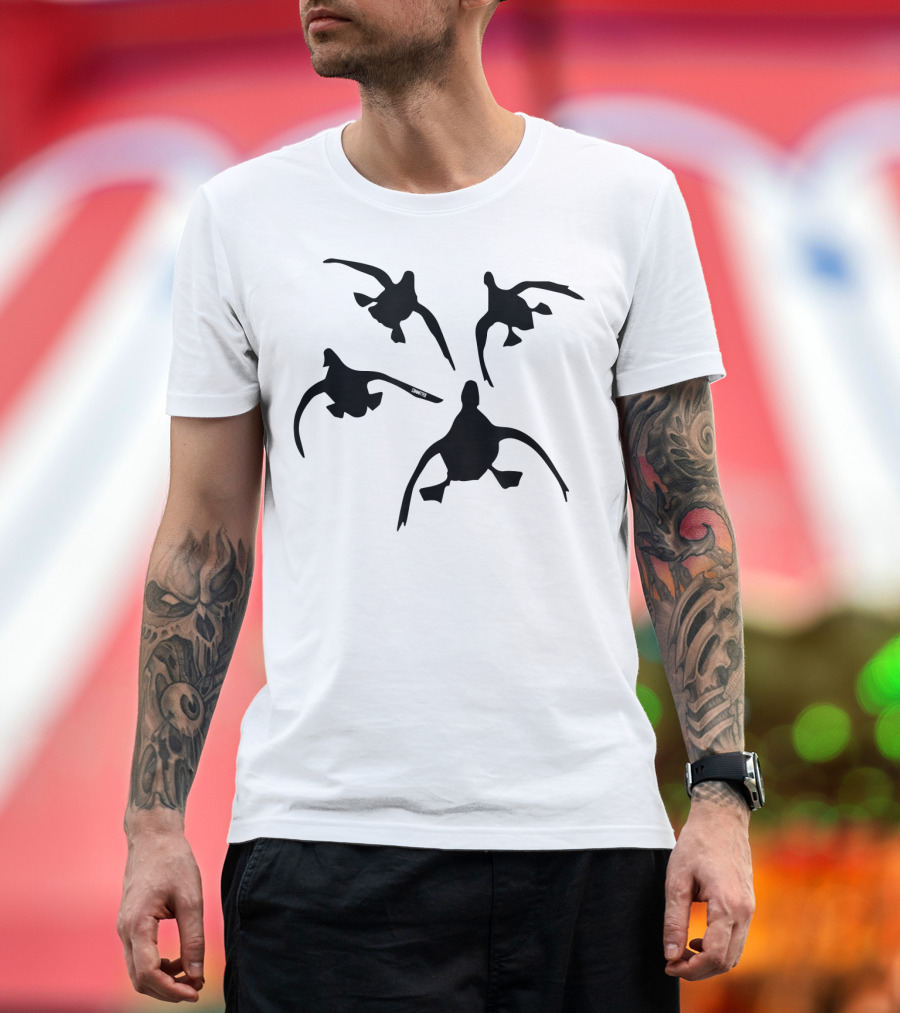 Duck Hunting Flight Formation Silhouettes by Committed Waterfowl T-Shirt