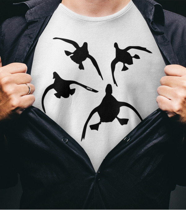 Duck Hunting Flight Formation Silhouettes By Committed Waterfowl T-Shirt