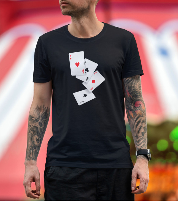 Premium T-Shirt: Four Aces Poker Pro Lucky Player Winner Costume T-Shirt Four Aces Poker Pro Lucky Player Winner Costume T-Shirt
