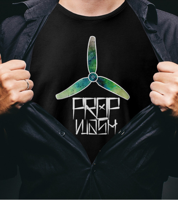 FPV Drone Prop Wash Art With Green And Blue Propeller T-Shirt