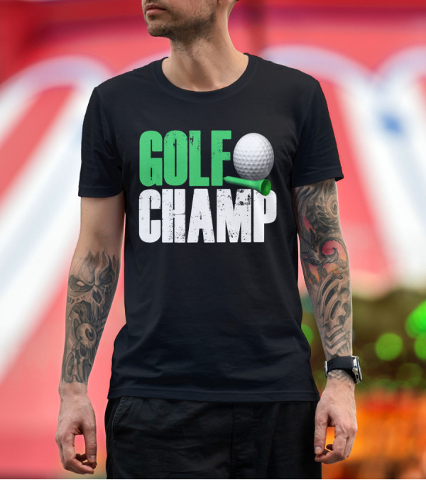Premium T-Shirt: Golf Champ Golfing Ball Dad Grandpa Green T-Shirt Golf Champ Golfing Ball Dad Grandpa Green T-Shirt