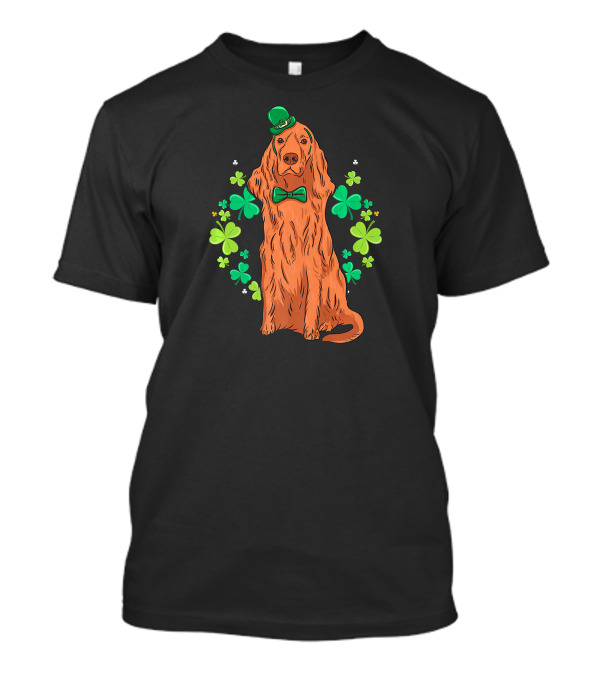 Irish Setter Dog With Shamrocks And Green Bowler Hat T-Shirt