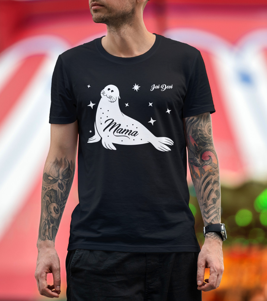 Jai DeVi Mama Seal with Stars and Leopard Spots T-Shirt