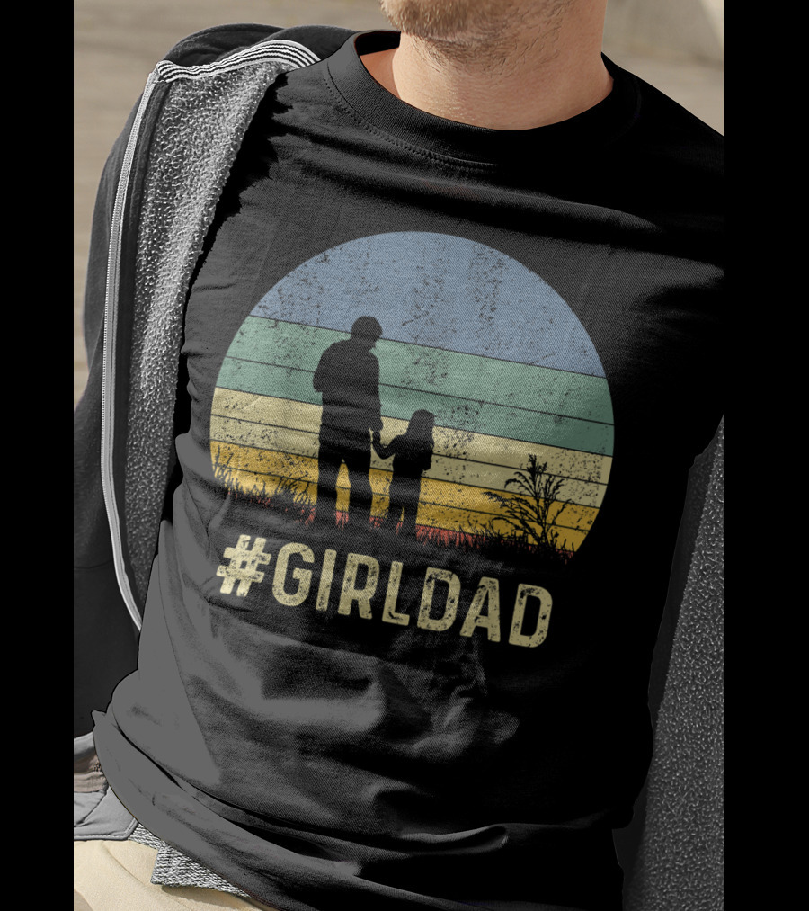 Father And Daughter Vintage Sunset #GirlDad T-Shirt