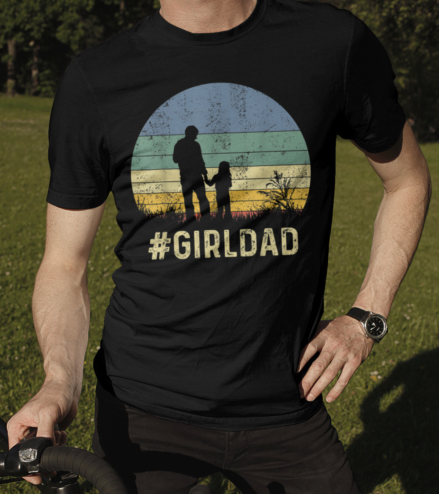 Father And Daughter Vintage Sunset #GirlDad T-Shirt