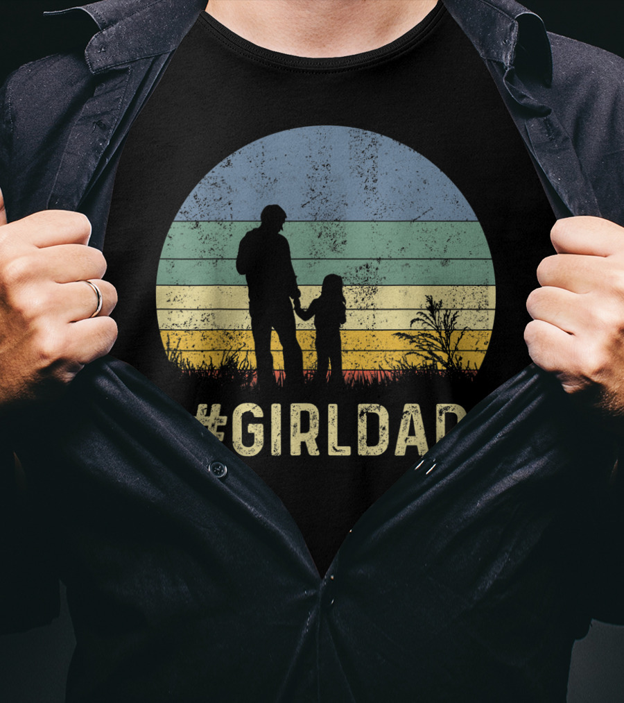 Father And Daughter Vintage Sunset #GirlDad T-Shirt