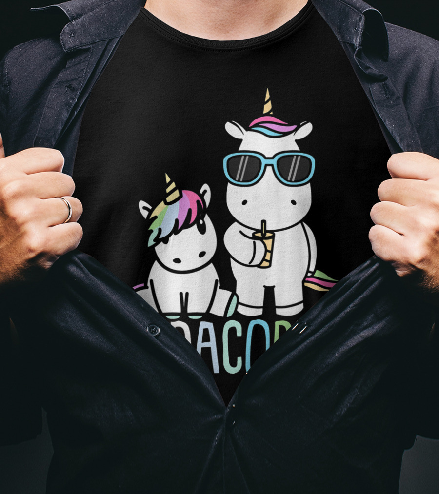 Funny Dadacorn Unicorn Dad Baby With Cute Rainbow Horns And Pastel Colors T-Shirt