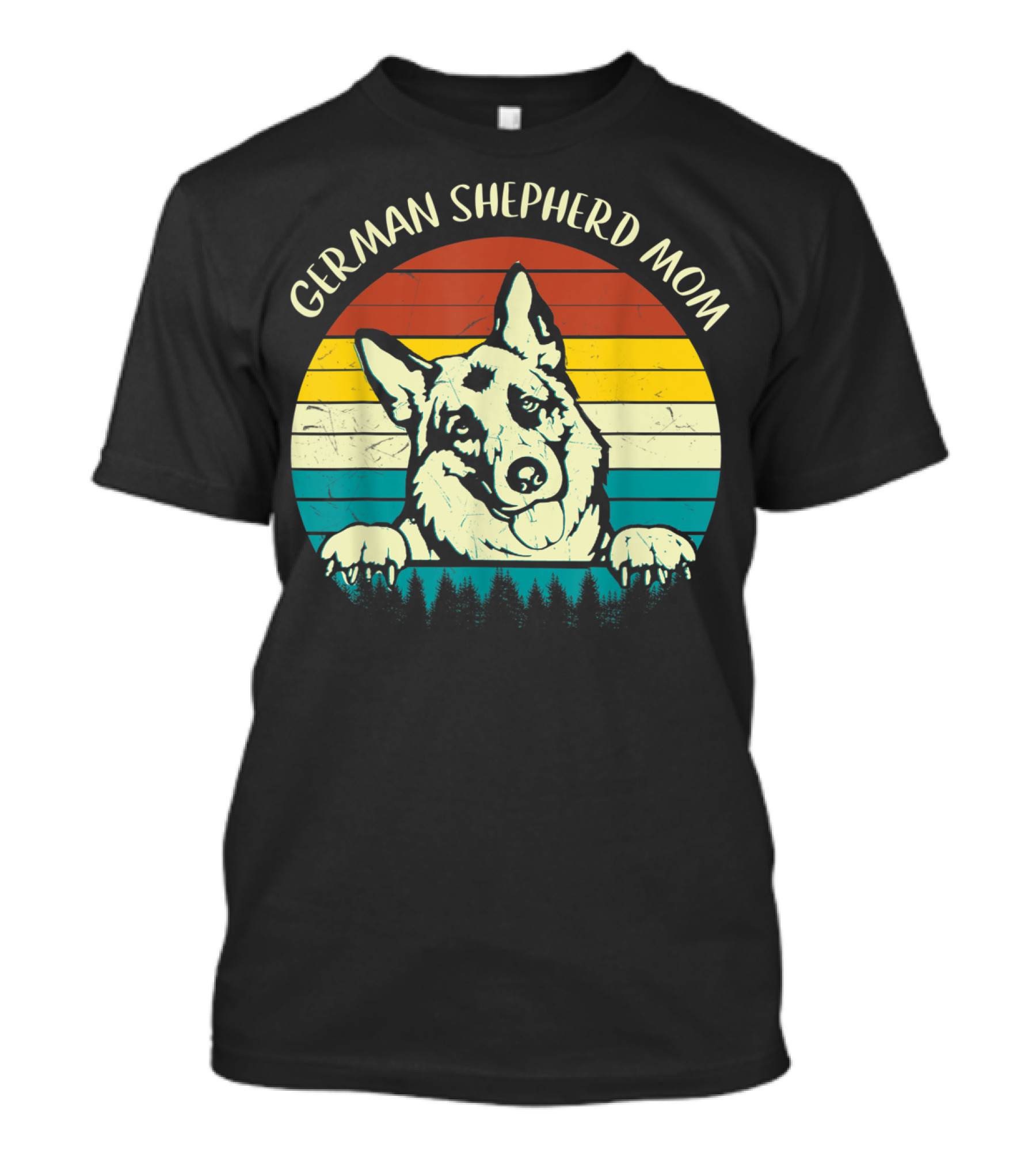 German Shepherd Mom Retro Sunset T-Shirt