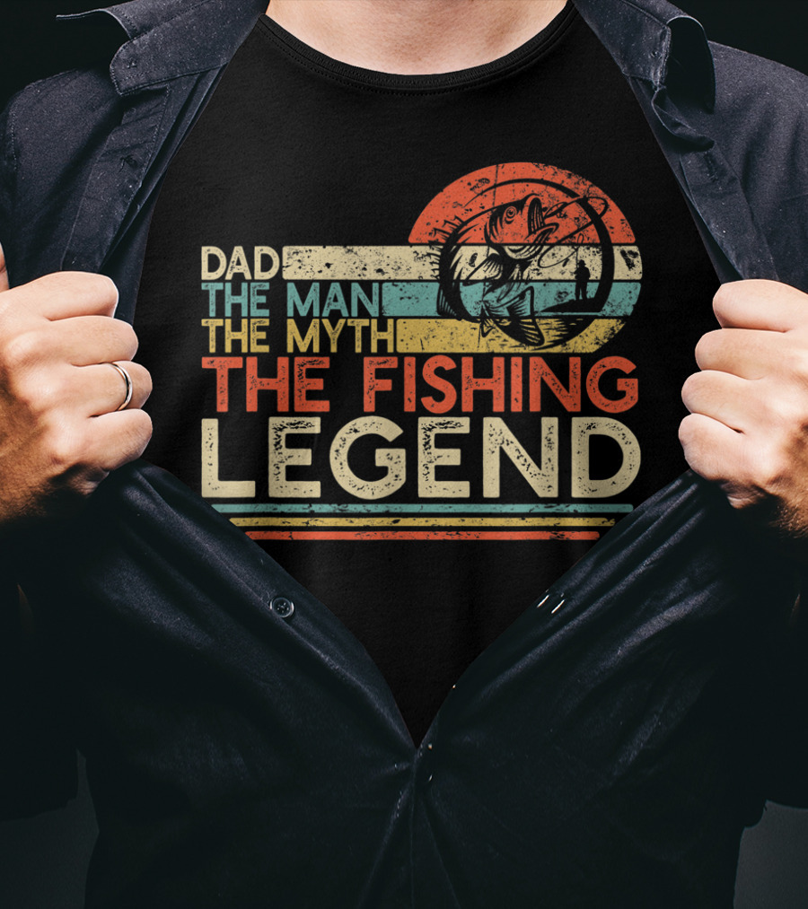 Dad The Man The Myth The Fishing Legend Vintage Fisherman T-Shirt