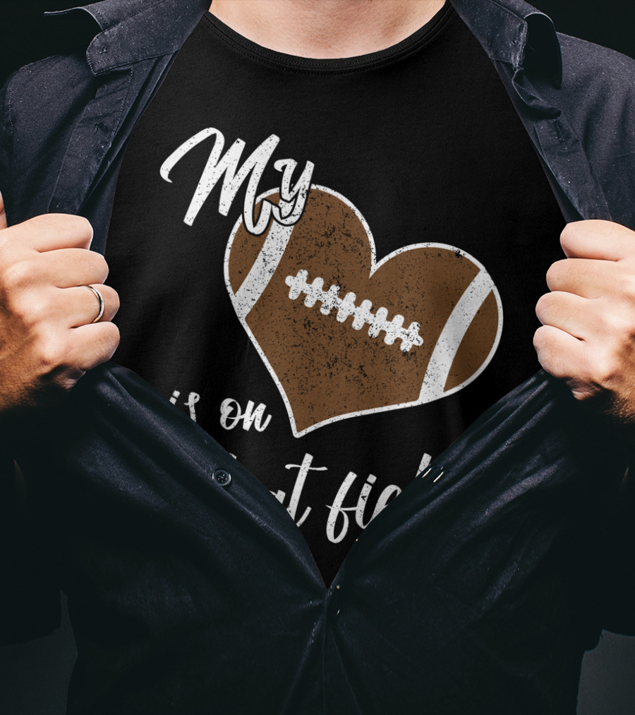 My Heart Is On That Field Football Grandparent T-Shirt