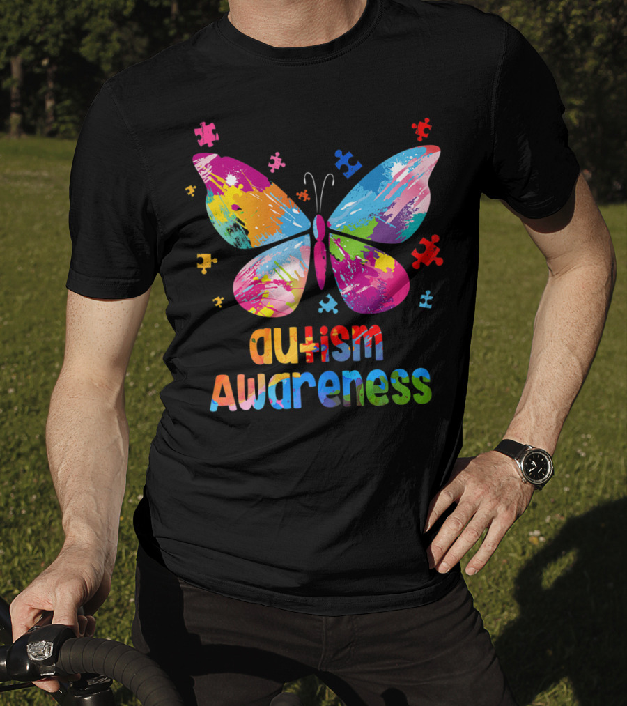 Autism Awareness Butterfly Puzzle Piece Girls T-Shirt