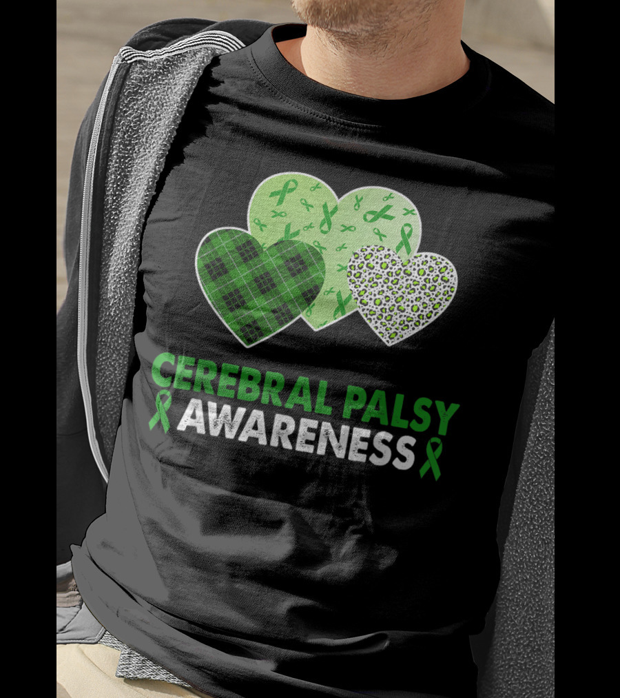 Cerebral Palsy Awareness Heart Leopard Plaid T-Shirt