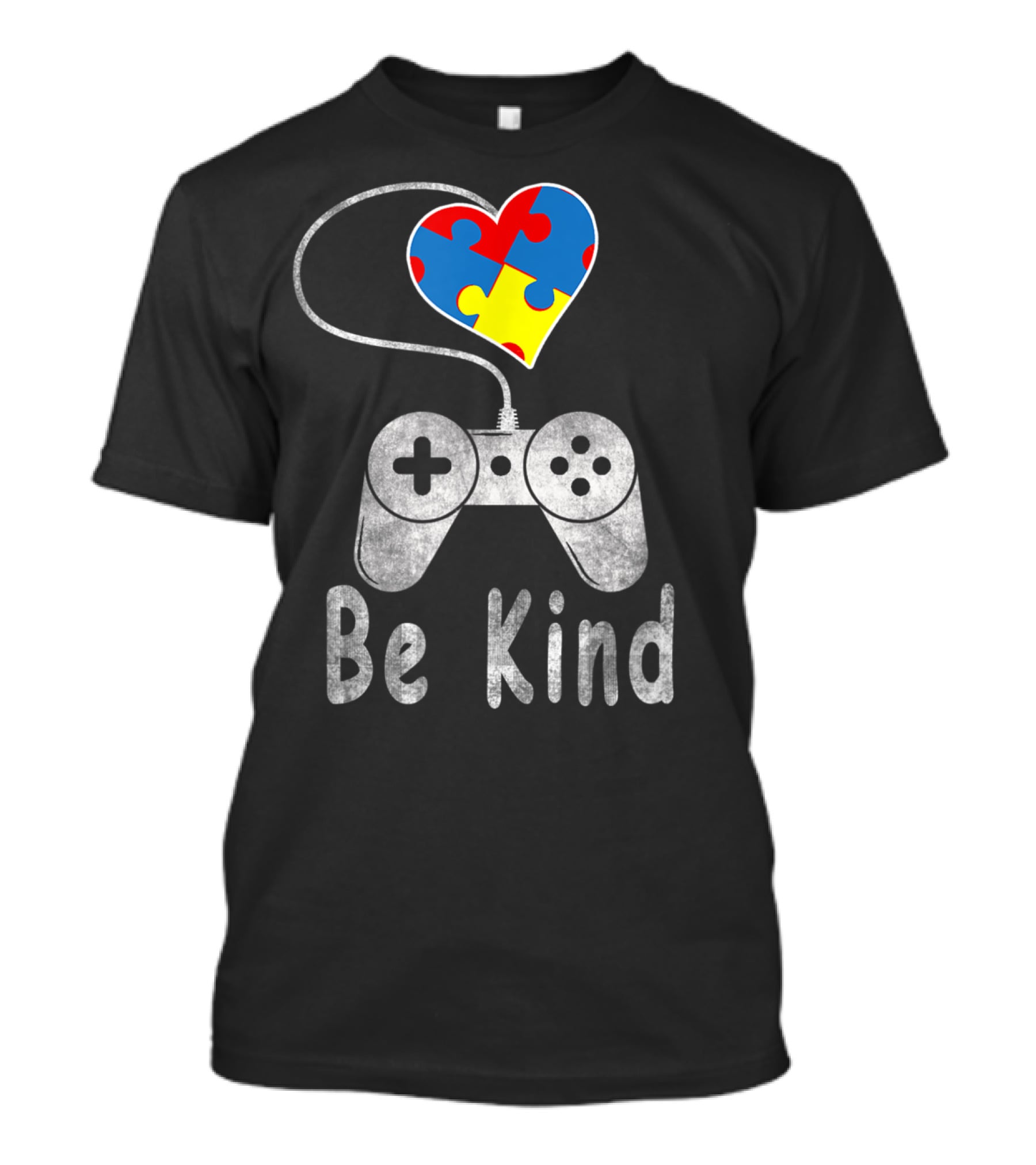 Be Kind Autism Awareness Puzzle Piece Heart Video Game Controller T-Shirt
