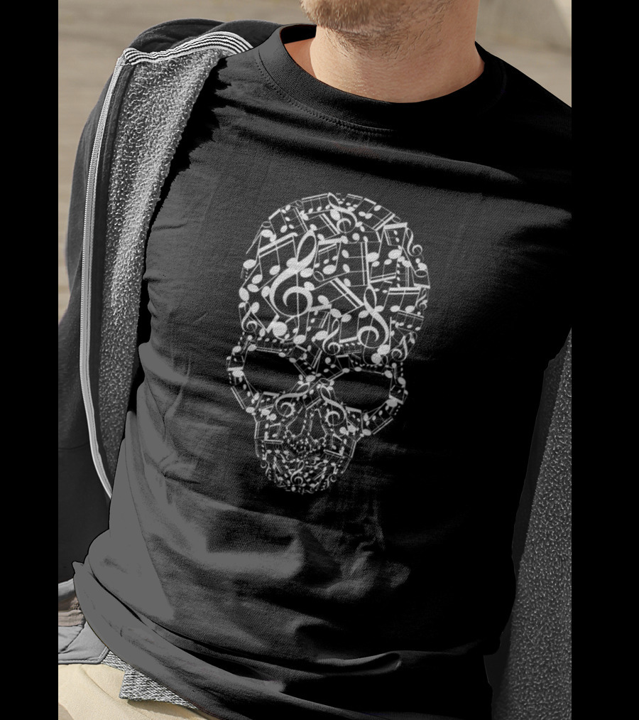 Music Notes Skull Composition T-Shirt