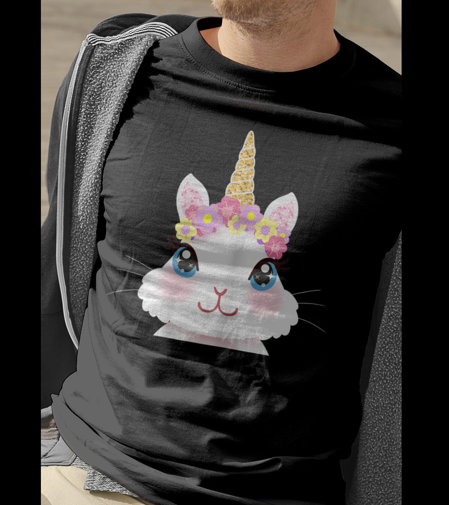 Bunnicorn Cute Bunny Unicorn Flower Crown Easter T-Shirt