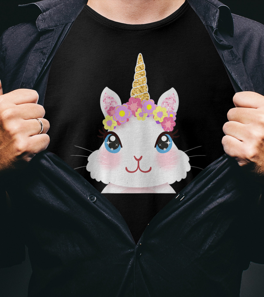 Bunnicorn Cute Bunny Unicorn Flower Crown Easter T-Shirt