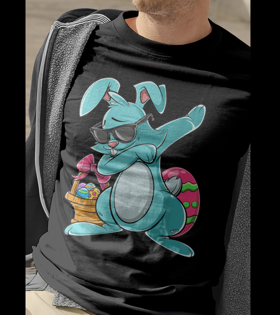 Cool Dabbing Bunny With Easter Basket For Girls And Adults T-Shirt