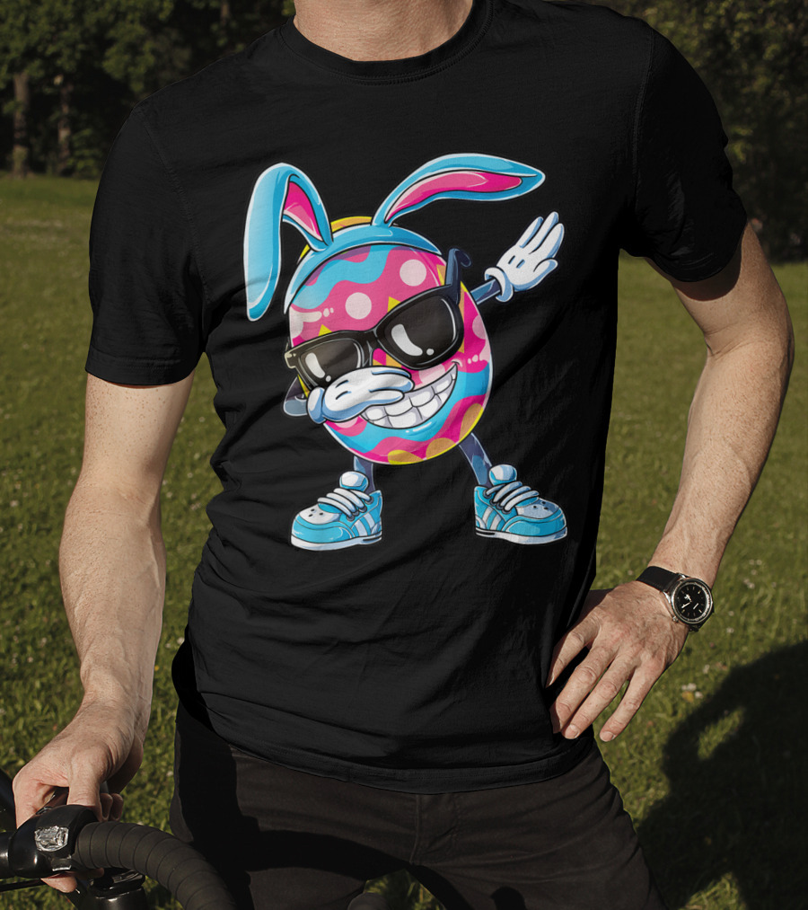 Dabbing Easter Egg With Bunny Ears And Sunglasses T-Shirt