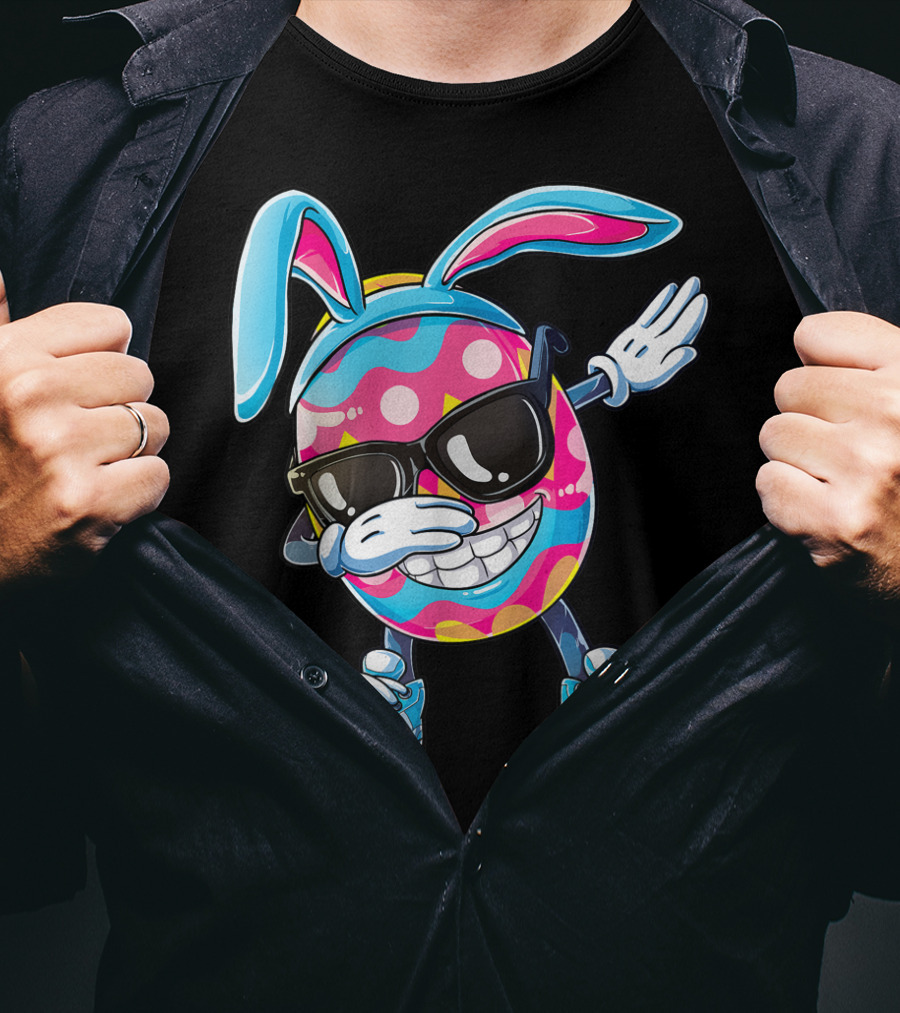 Dabbing Easter Egg With Bunny Ears And Sunglasses T-Shirt