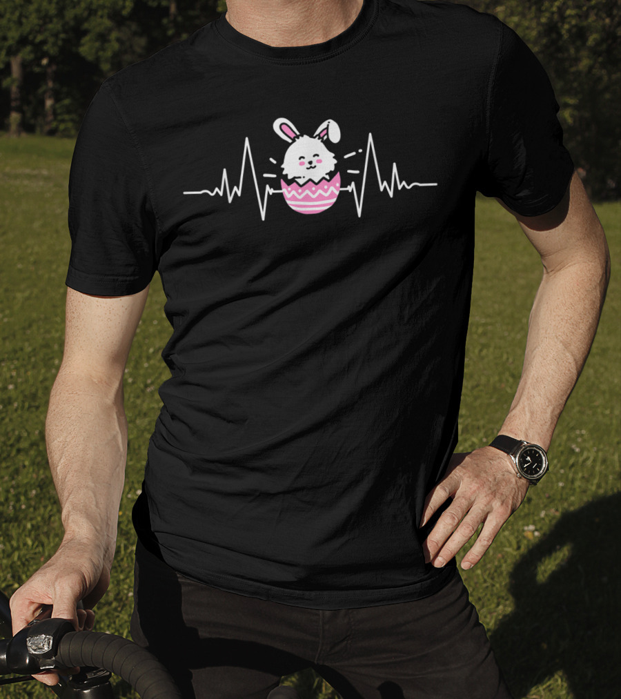 Easter Bunny Egg Rabbit Heartbeat Line T-Shirt