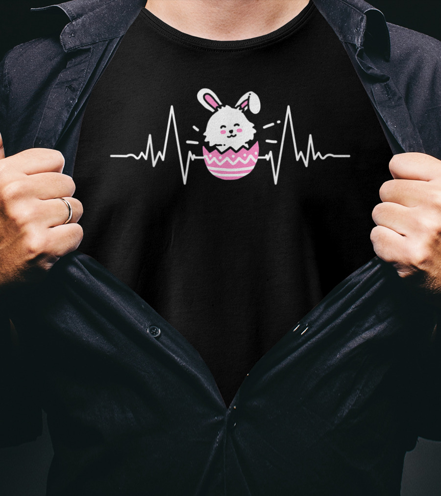 Easter Bunny Egg Rabbit Heartbeat Line T-Shirt