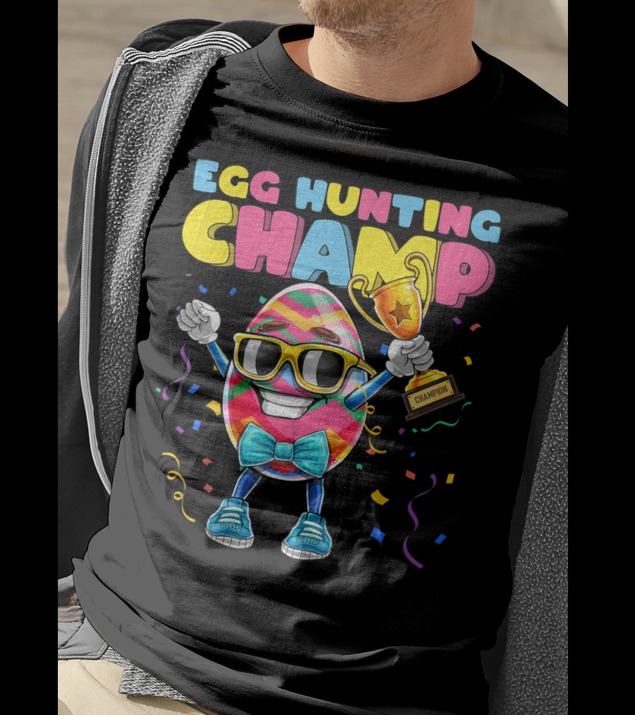 Egg Hunting Champ Easter Egg Champion Trophy Confetti T-Shirt