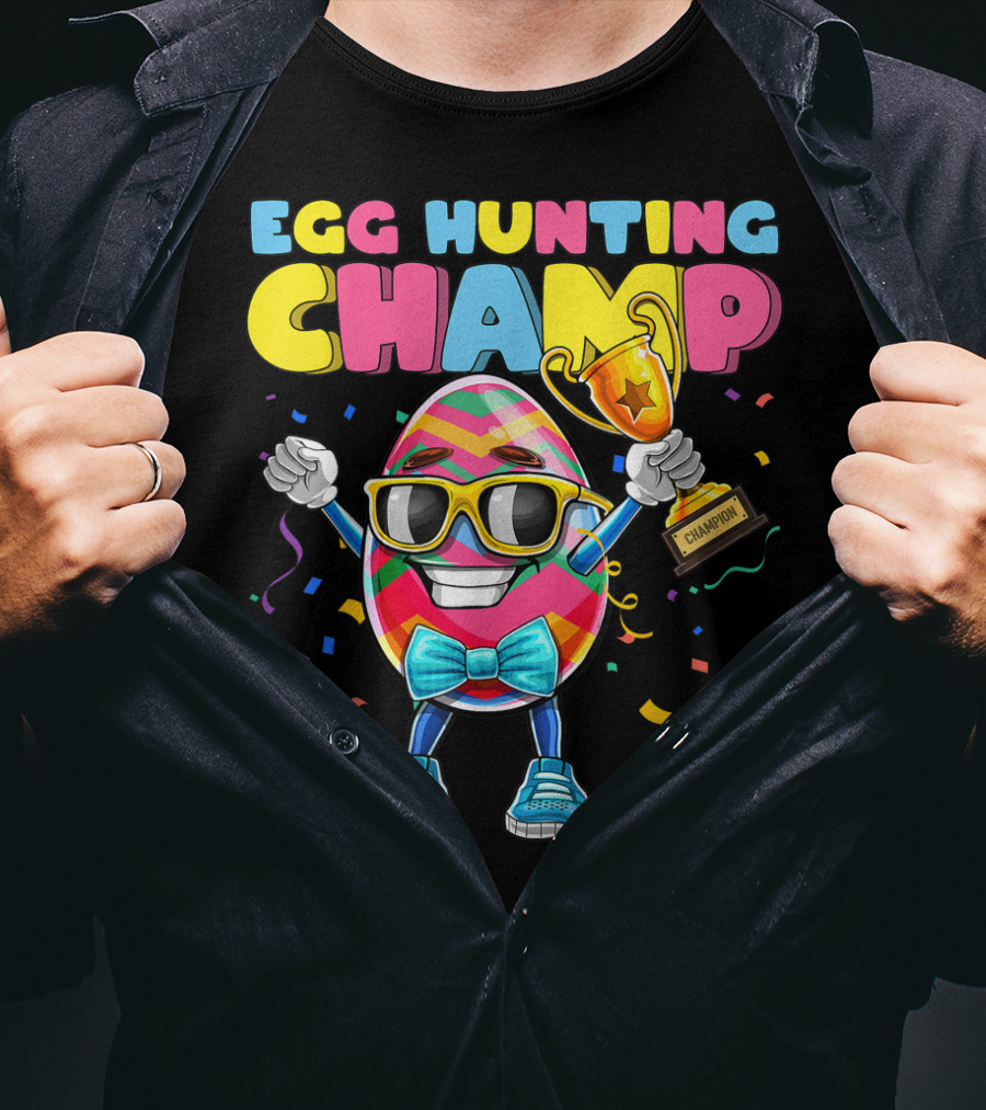 Egg Hunting Champ Easter Egg Champion Trophy Confetti T-Shirt