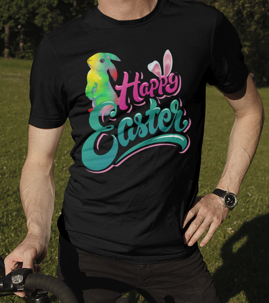 Happy Easter Watercolor Bunny Vibrant T-Shirt