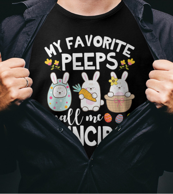My Favorite Peeps Call Me Principal Easter Bunny With Eggs And Flowers T-Shirt