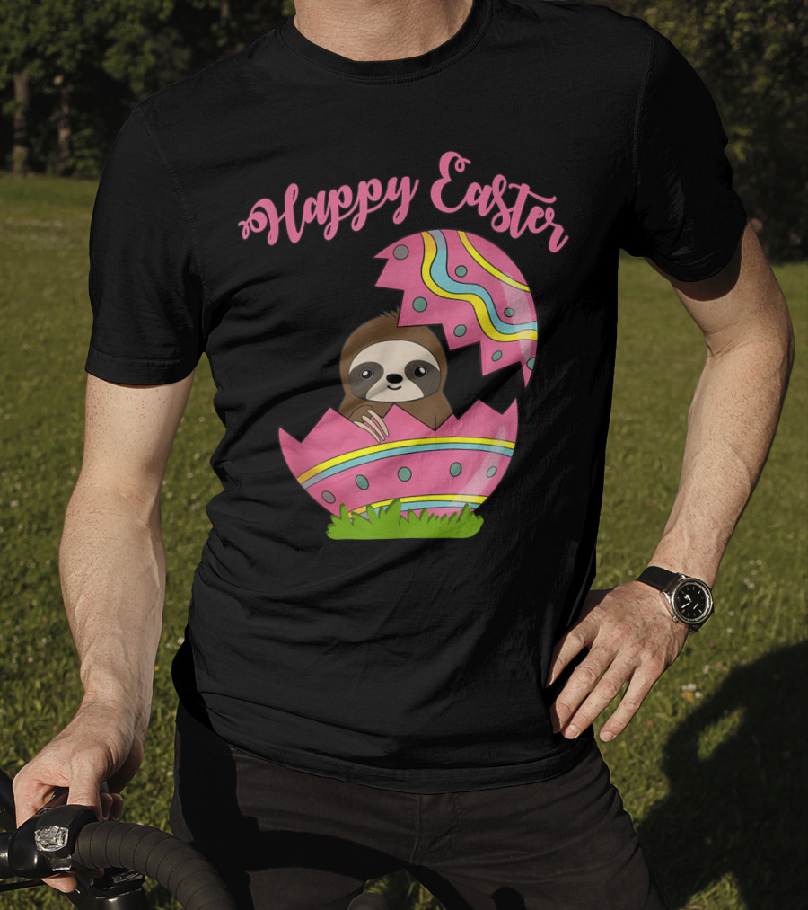 Happy Easter Sloth In Colorful Easter Egg T-Shirt