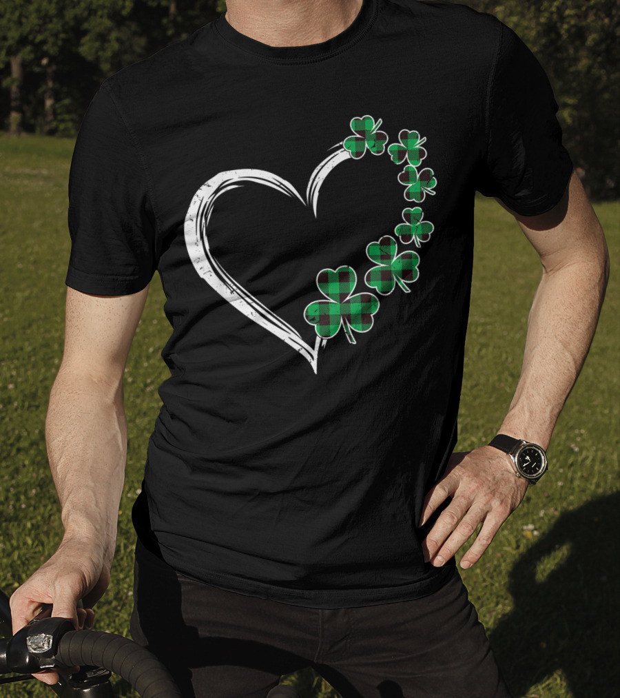 Heart Plaid Shamrock Clover Green T-Shirt