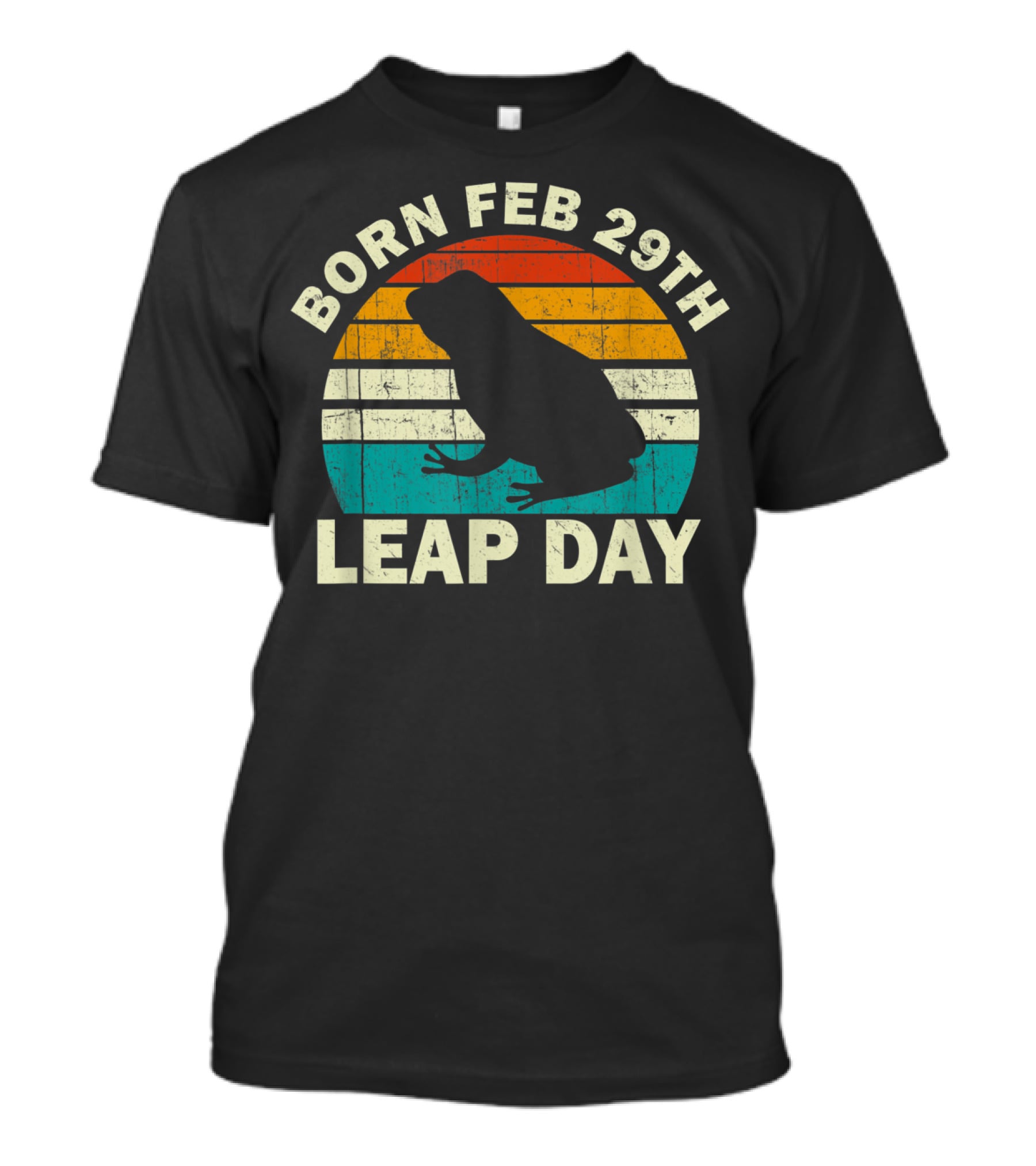 Born Feb 29th Leap Day Frog Vintage Retro Stripe T-Shirt