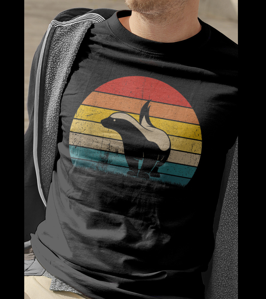 Honey Badger Vintage Sunset Silhouette Retro Style Animal T-Shirt