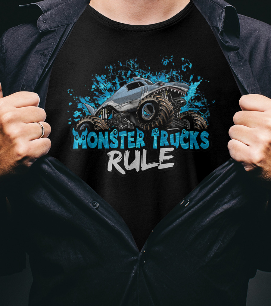 Monster Trucks Rule Shark Monster Truck T-Shirt
