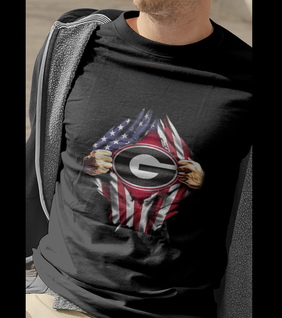 United States Flag Georgia Bulldogs Logo Emblem T-Shirt