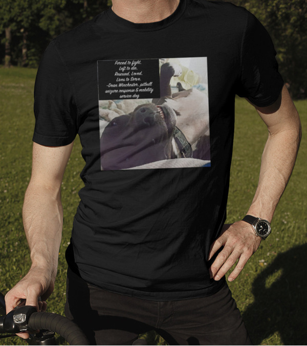Dean Winchester Pitbull Seizure Response Mobility Service Dog Rescued Loved Lives To Serve T-Shirt
