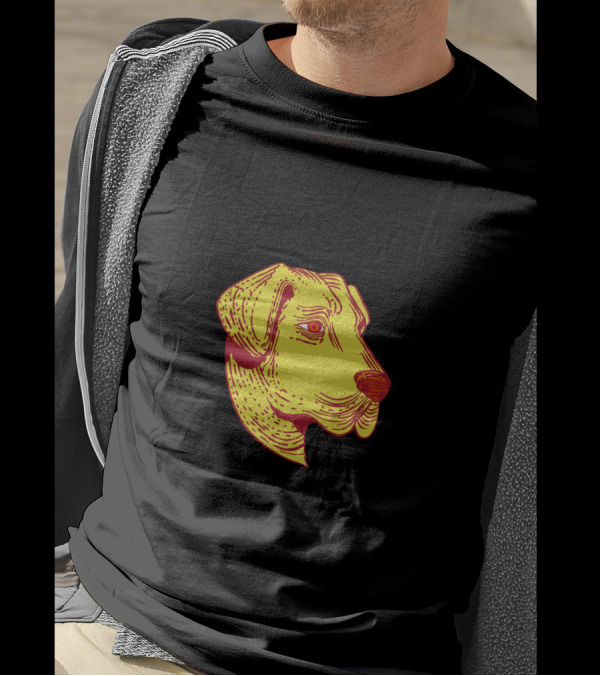 Anatolian Shepherd Dog Head Colorful Etching Design In Yellow And Red T-Shirt