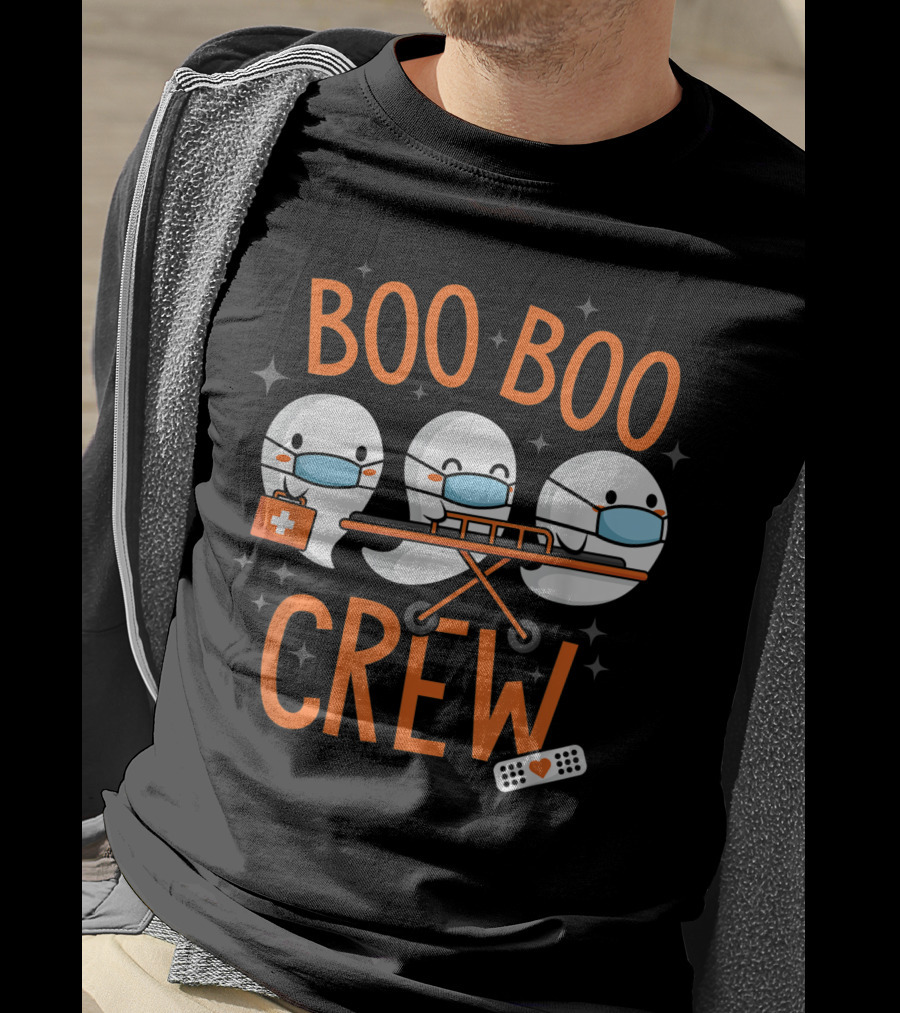 Boo Boo Crew Ghost Doctor Paramedic Nurse Halloween Costume T-Shirt