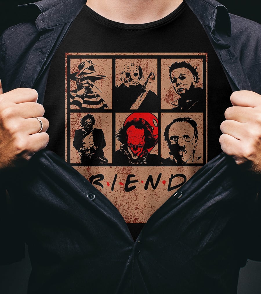Halloween Nightmare Horror Movies Icons Horror Friends Party T-Shirt