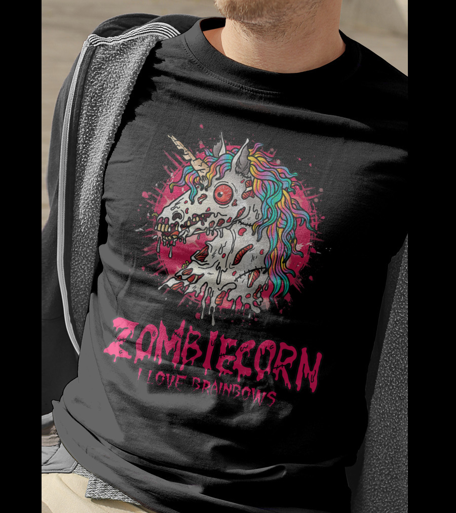 Zombicorn I Love Brainbows Halloween Gothic T-Shirt