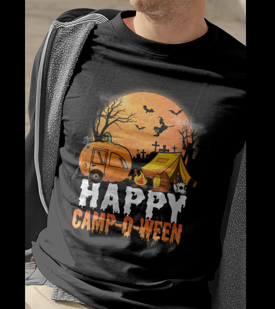 Happy Camp O Ween Halloween Pumpkin Camping Spooky Night T-Shirt
