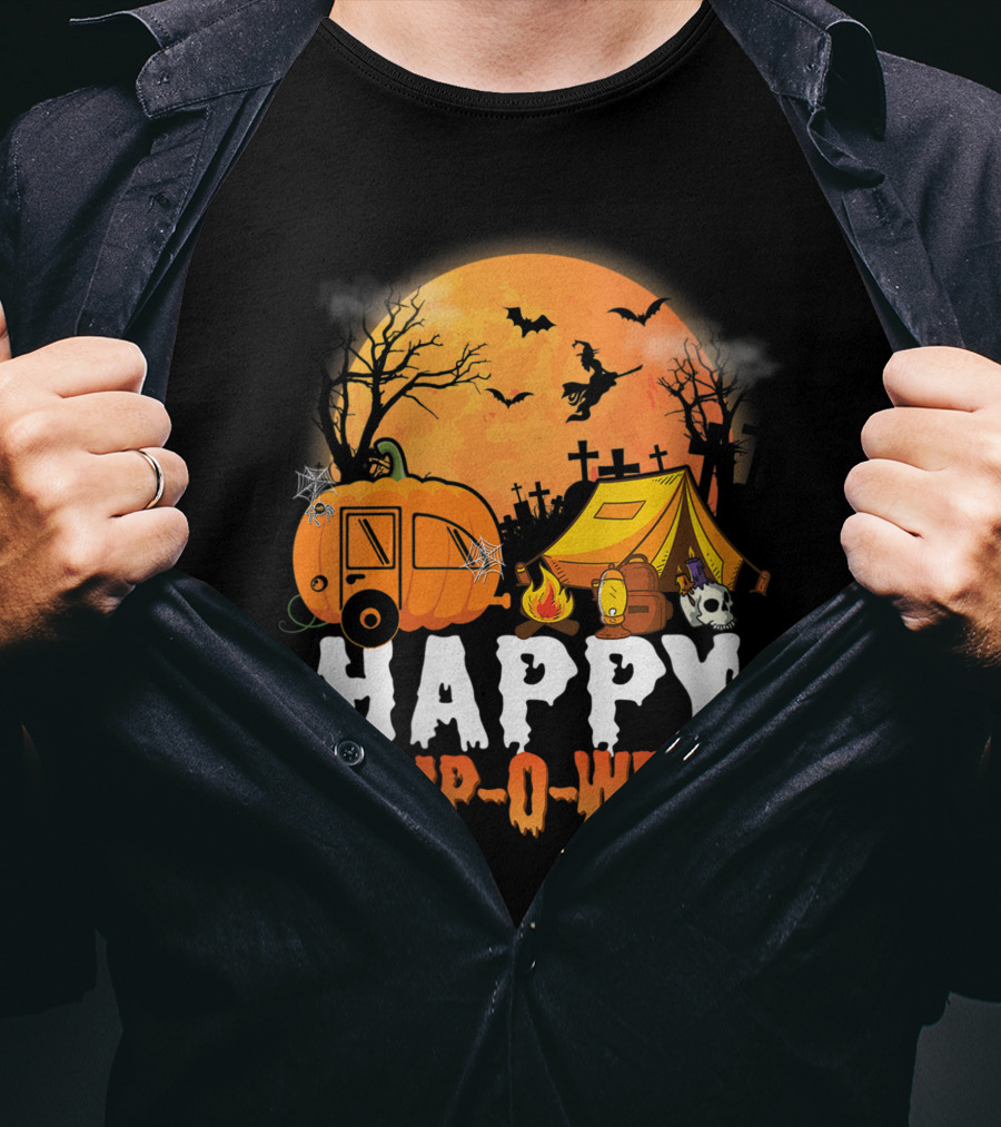 Happy Camp O Ween Halloween Pumpkin Camping Spooky Night T-Shirt