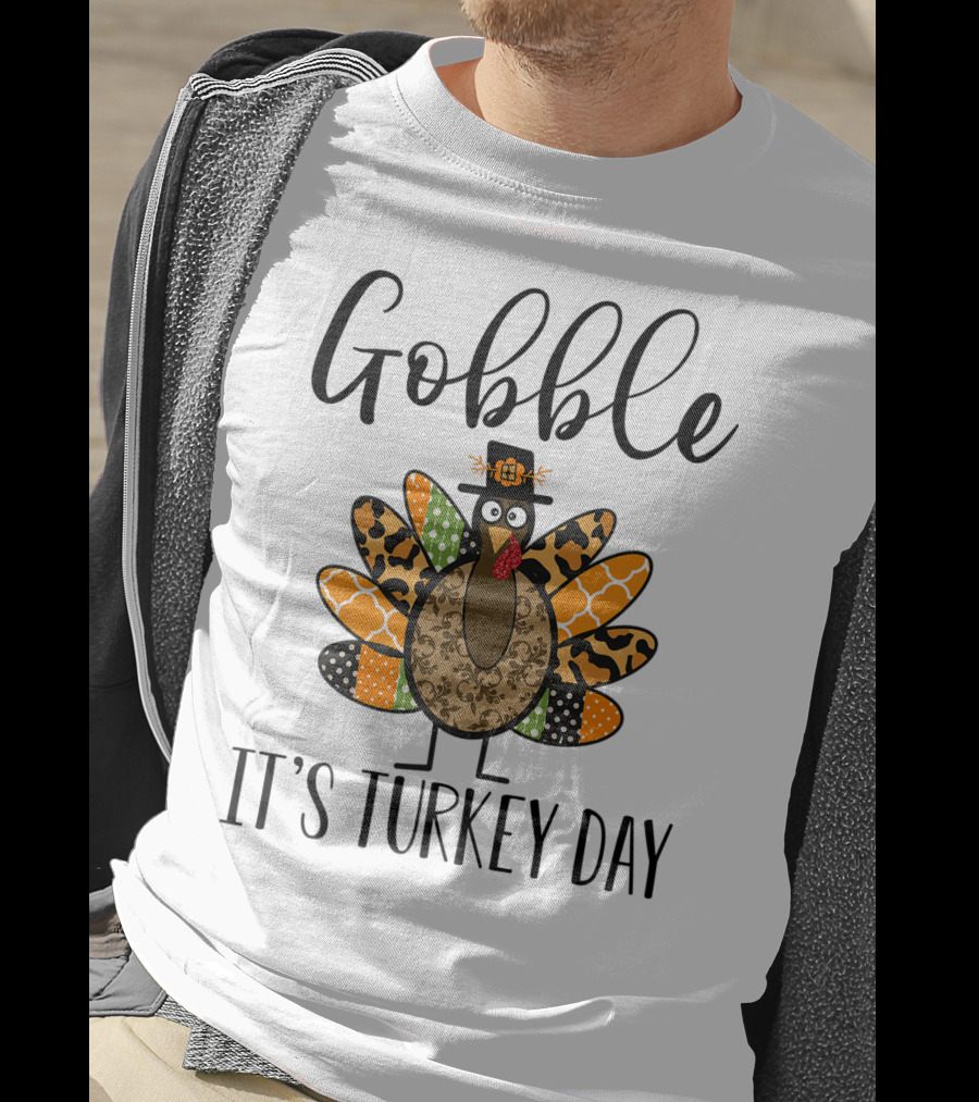 Gobble It's Turkey Day Fall Pumpkin Halloween Turkey T-Shirt