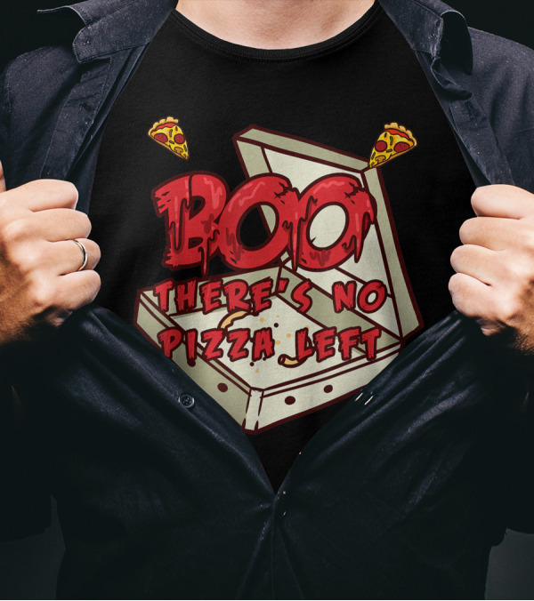 BOO Pizza Box Surprise There's No Pizza Left Scattered Slices T-Shirt